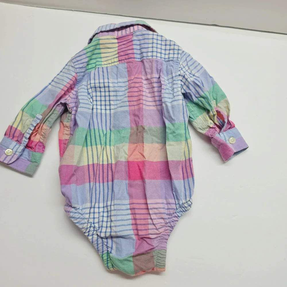 Baby Gap Bodysuit and Pants Set Baby 3-6 Months Multi Tan Plaid Bear